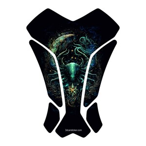 Protetor de tanque de gás para motocicleta, protetor de combustível, adesivo 3D, decalque, horóscopo, signos do zodíaco, astrologia, zodíaco chinês, mapa natal, câncer