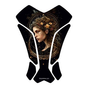 Motocicleta Gás Proteger Tanque Pad Combustível Prodector 3D Adesivo Decalque Horóscopo Signos do Zodíaco Astrologia Zodíaco Chinês Mapa Natal Virgem