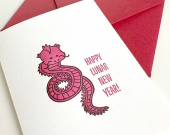 lunar new year | year of the dragon letterpress greeting card