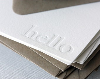 hello | letterpress boxed notecards | blind impression