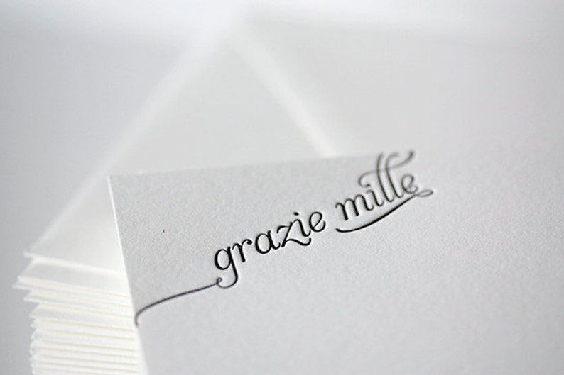 grazie mille letterpress thank you cards in italian image 1