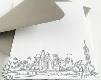 new york city skyline letterpress notecards