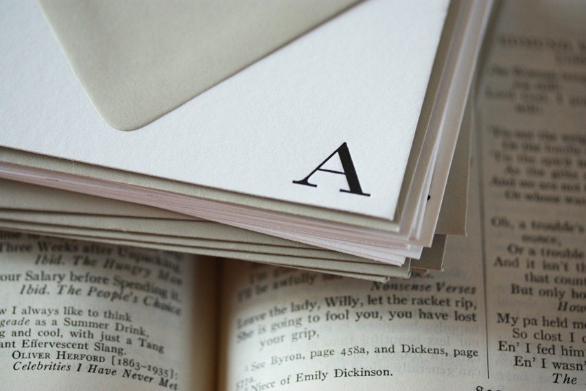 Letterpress Monogram Stationery Classic Etsy