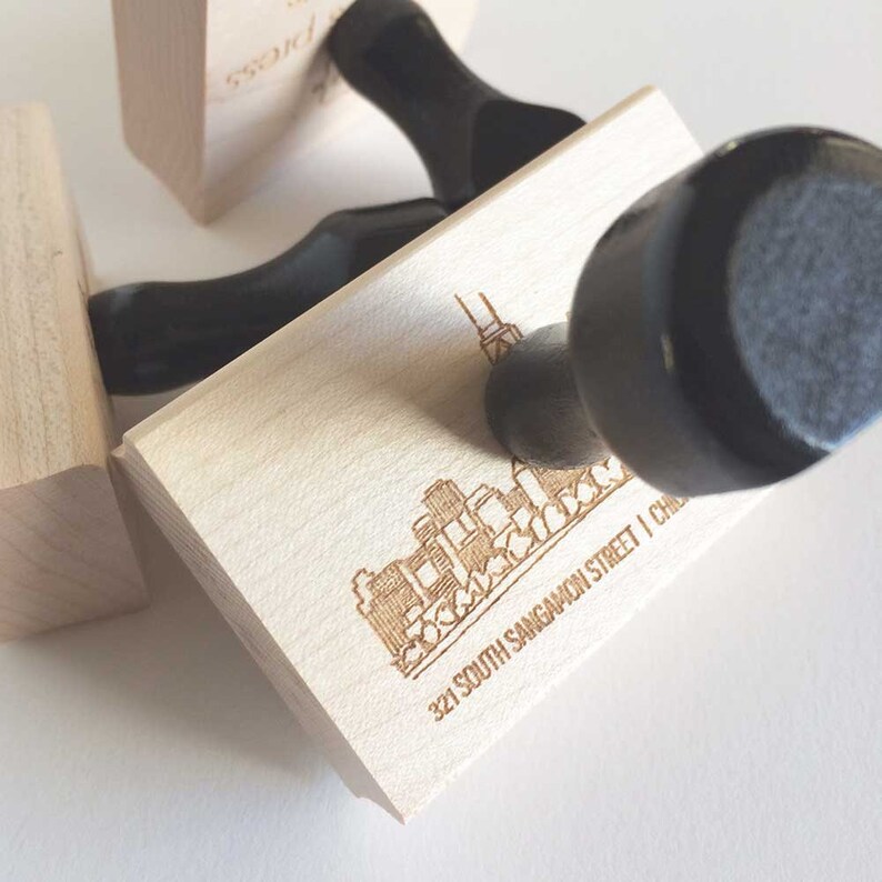 Personalized Chicago Skyline Rubber Stamp Return Address Etsy