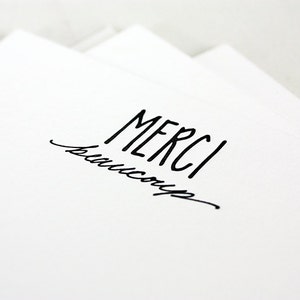 merci beaucoup | hand lettered + letterpress printed thank you cards in french