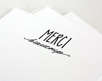 merci beaucoup | hand lettered + letterpress printed thank you cards in french