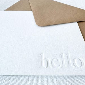 hello | letterpress boxed notecards | blind impression