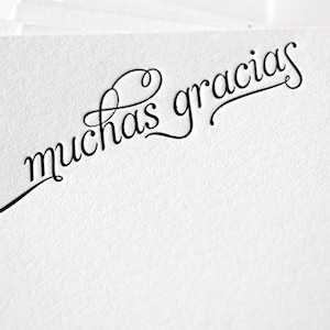 muchas gracias letterpress thank you cards in spanish image 1