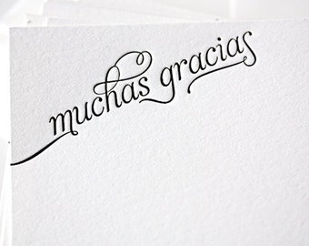 muchas gracias | letterpress thank you cards in spanish