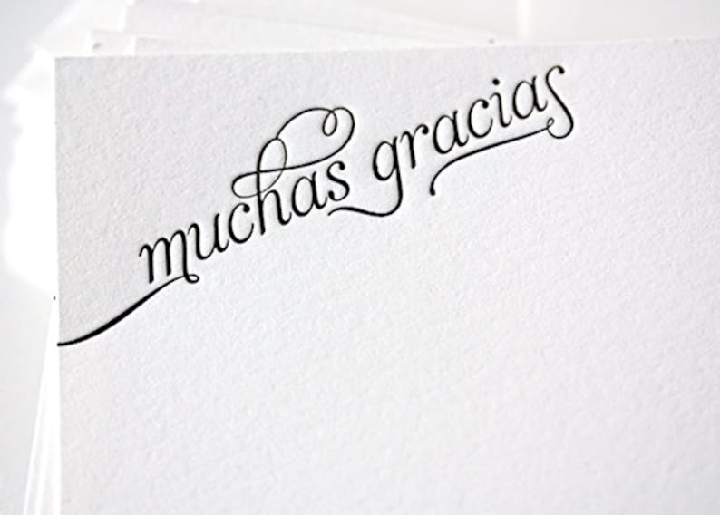 muchas gracias letterpress thank you cards in spanish image 1