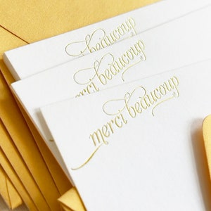 merci beaucoup gold foil thank you cards in french image 1