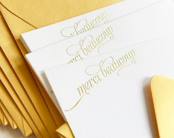 merci beaucoup | gold foil thank you cards in french