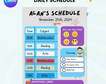Plantilla de horario diario de educación en el hogar: ¡editable y divertida para niños! / Planificador de educación en el hogar editable / Horario diario de educación en el hogar para niños / Editable