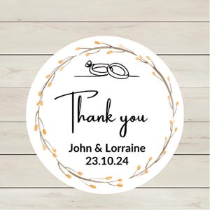 Personalised Thank you stickers | Circle wedding stickers | Round stickers floral | Favor thank you seal | Wedding label | Custom label