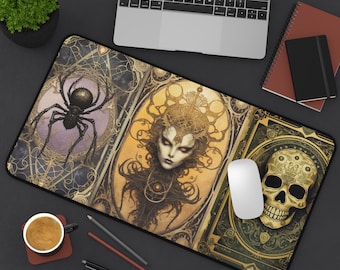 Gothic Neoprene Desk Mat Dark Fantasy Occult Mouse Pad Art Workspace