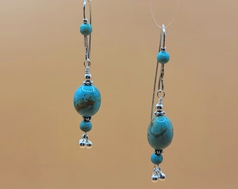 LiveWires x Gumm, Turquoise, Silver, Hooks, Drop Earrings, Whimsical