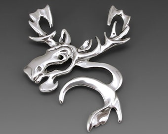 Wild Things Sterling Silver Moose Head Pin