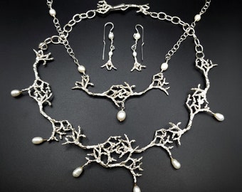 A Winter's Day Neckpiece, Diamonds, Sterling Silver, One of a Kind, Winter Jewelry, Pearl Jewelry  Gallery,