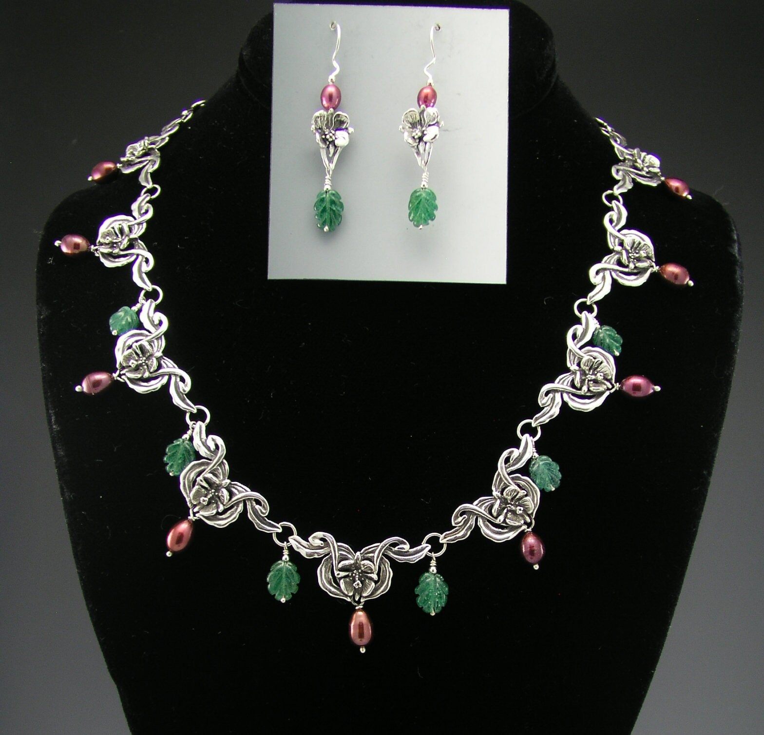 Fireweed Neckpiece Pearl Emerald Pearl Jewelry Emerald | Etsy