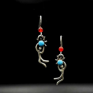 Celebrate! Earrings, Turquoise, Carnelian, Sterling Silver Jewelrly, Solstice, Human form Jewelry, Celebration, Party,FREE POSTAGE!