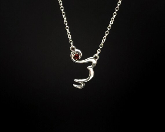 I Love You Pendant, Cubic Zirconia (CZ) Gregg Shorthand, Garnet