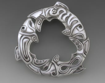 Salmon Spirit Pin, Pewter, Tac Backs, Migration, Alaskan Jewelry, Fish Jewelry, Symbolism, Genesis,