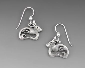 Arctic Hare, Pewter, Arctic Hare Spirit, Rabbit Earrings  Rabbit Earrings Dangle, Bunny Earrings, Stainless Steel Earwires