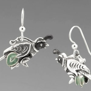 Quail Earrings, The Escapees, Quail takes a Trip, Southwest Design, Sterling Silver Bird Earrings, Gambrel&#39;s Quail, Southwest, FREE POSTAGE!