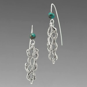 Desert Lace Earrings, Jasper, Blue Sky Jasper, Sterling, Cactus Earrings, Cactus Skeleton Earrings, Desert Jewelry,  FREE POSTAGE!