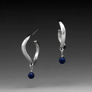River Hoops, Lapis, Curved Hoops, River Jewelry, Braided River, Symbolism, Wild River, Water Jewelry, Wild Places, FREE POSTAGE