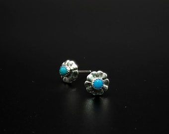 Forget-Me-Not, Turquoise, Studs, Sterling Silver Jewelry, Flower Jewelry, Wild Flower, Alaska State Flower, FREE POSTAGE