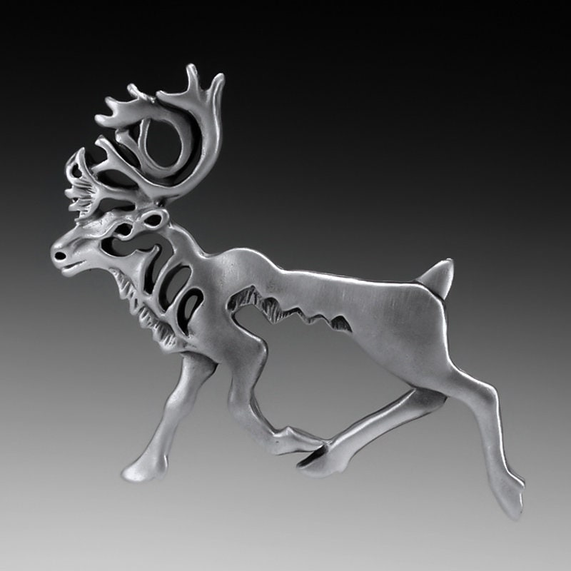 Caribou Pin, Pewter, Tac Backs, Caribou Spirit Pin, Pewter Jewelry, Caribou, Antler, Alaskan, Alaskan Jewelry, Wild Places, Reindeer