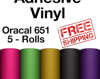 5 rolls - 12"x5' mini rolls - Oracal 651 - Shiny Adhesive VINYL for your CRICUT Expression - crafts - scrapbooking etc