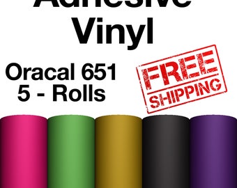 5 rolls - 12"x5' mini rolls - Oracal 651 - Shiny Adhesive VINYL for your CRICUT Expression - crafts - scrapbooking etc