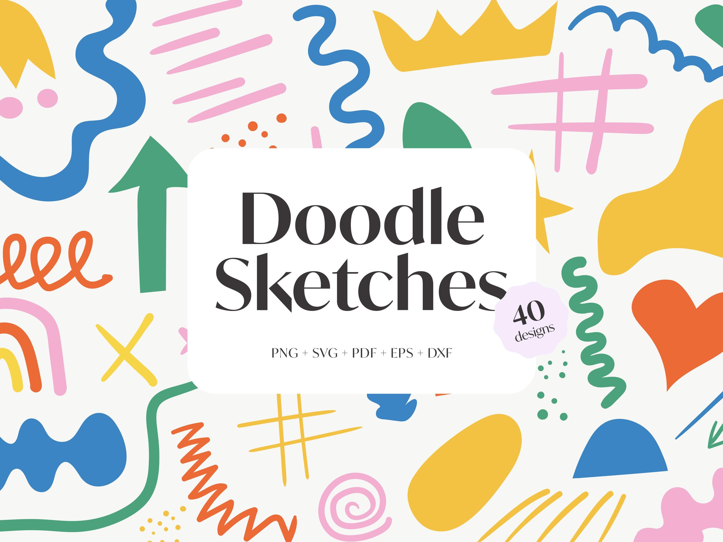 Hand Drawn Elements SVG, Doodle SVG Bundle, Cricut Projects