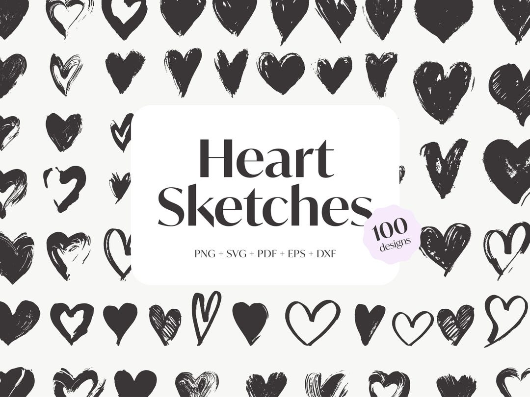 Hand Drawn Heart SVG Bundle, Heart Shape SVG, Cricut Projects - Etsy