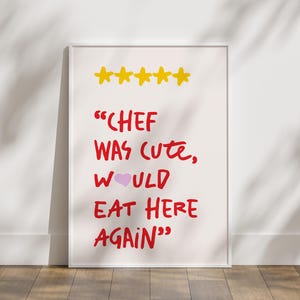 Póster de chef, arte mural de cafetería con estilo, arte de cocina moderno, descarga digital