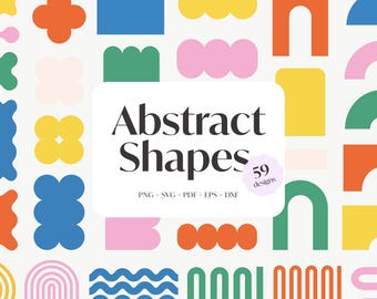 Colorful Abstract Shapes SVG, Modern Linocut Shapes, Cricut Projects