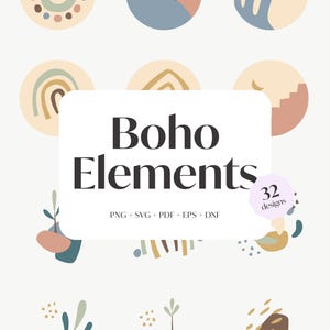 Clipart bohemio abstracto, paquete SVG bohemio, formas abstractas SVG, proyectos de Cricut