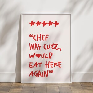 Póster de chef, arte mural de cafetería con estilo, arte de cocina moderno, descarga digital