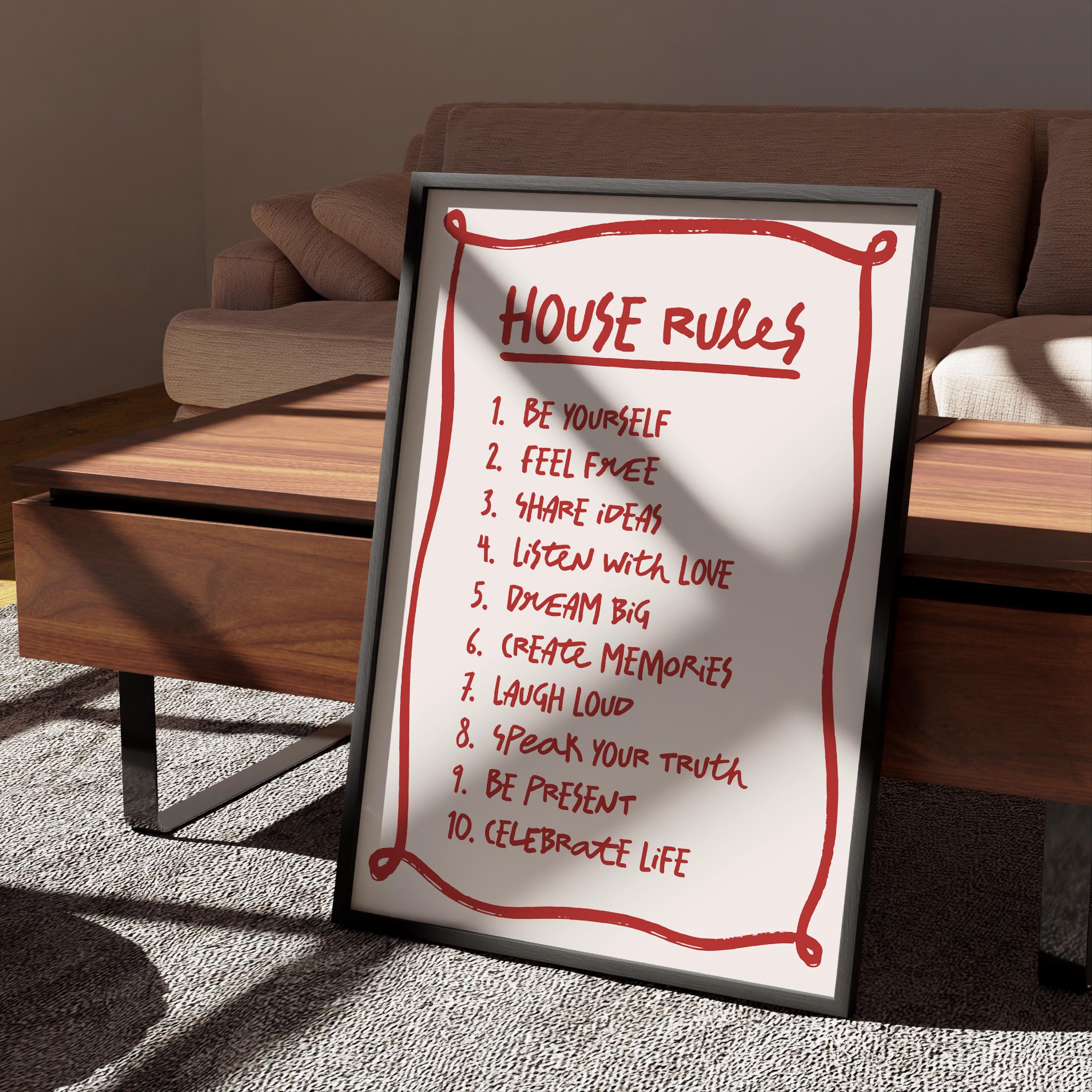 House Rulds Logo Inspirational Home Decor: House Rules Print, Wall Art Quotes, Digital ...