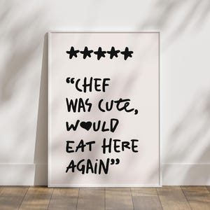 Póster de chef, arte mural de cafetería con estilo, arte de cocina moderno, descarga digital