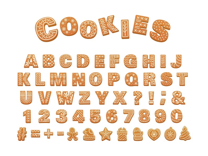 Gingerbread Font Svg, Cricut Svg File, Gingerbread Alphabet, Printable ...