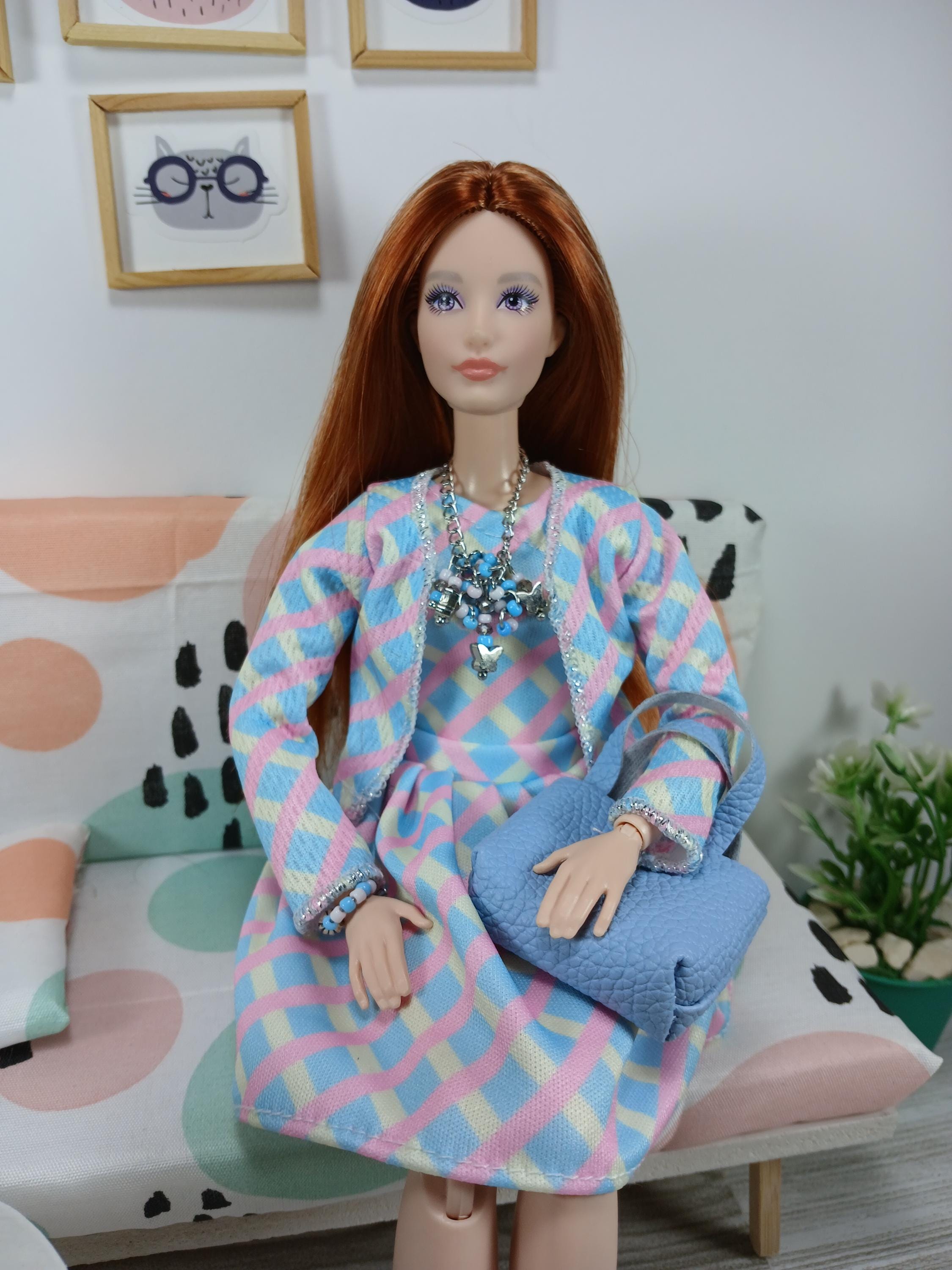 barbie blue plaid dress Barbie x Unique Vintage Blue & White Suburban Shopper Sundress main image 1