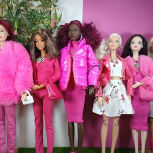 pink spring fashion dolls clothes, 11 inch dolls total pink outfit, 30cm daily dolls suit, colorful clothing for 1/6 dolls; unique outfit