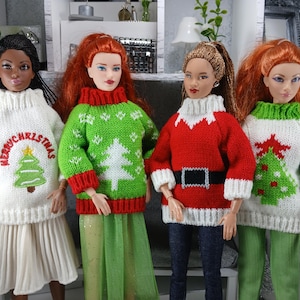 Christmas sweater for fashion dolls, 11 inches dolls outfits, 30 cm dolls clothes set,sweater for 1/6 dolls; unique outfit
