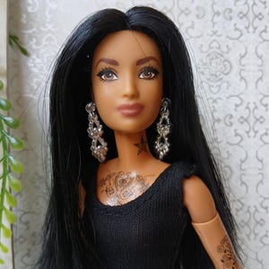 Ooak Barbie mtm doll; Barbie fashionistas Goddess face mold, repainted and rerooted with saran hair