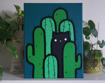 CATCUS - 11x14 or 9x12 - original painting, made to order