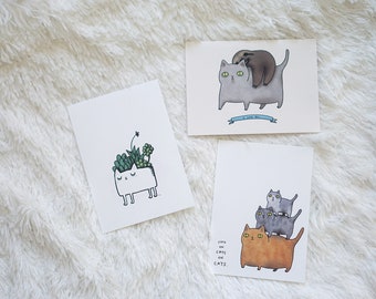 CATS TRIO - A6 greeting cards - set of 3