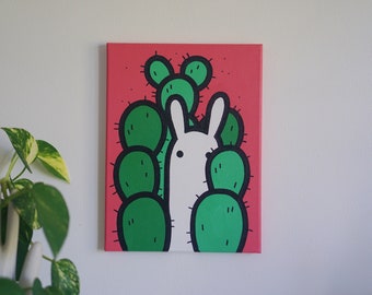 CACTUS BUNNY - 9x12 - original painting, ready to ship